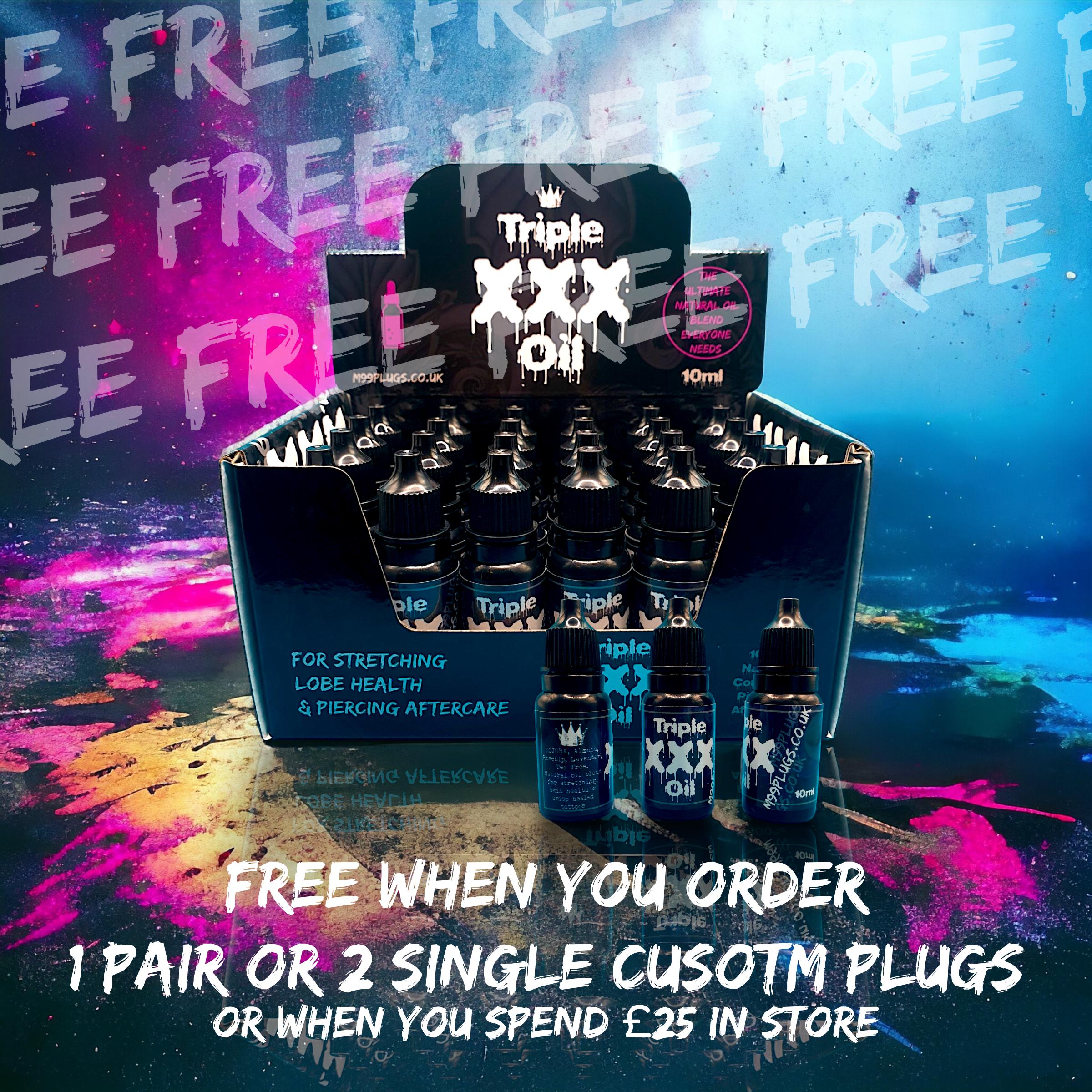 Free when you order 1 pair or 2 single custom plugs or when you spend £25 in store
